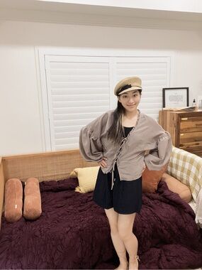 Pinstripes Blouse with Ribbon Ties